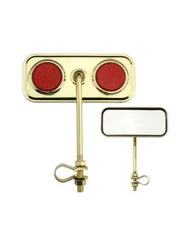 Rectangle Mirror Gold Red Reflectors.
